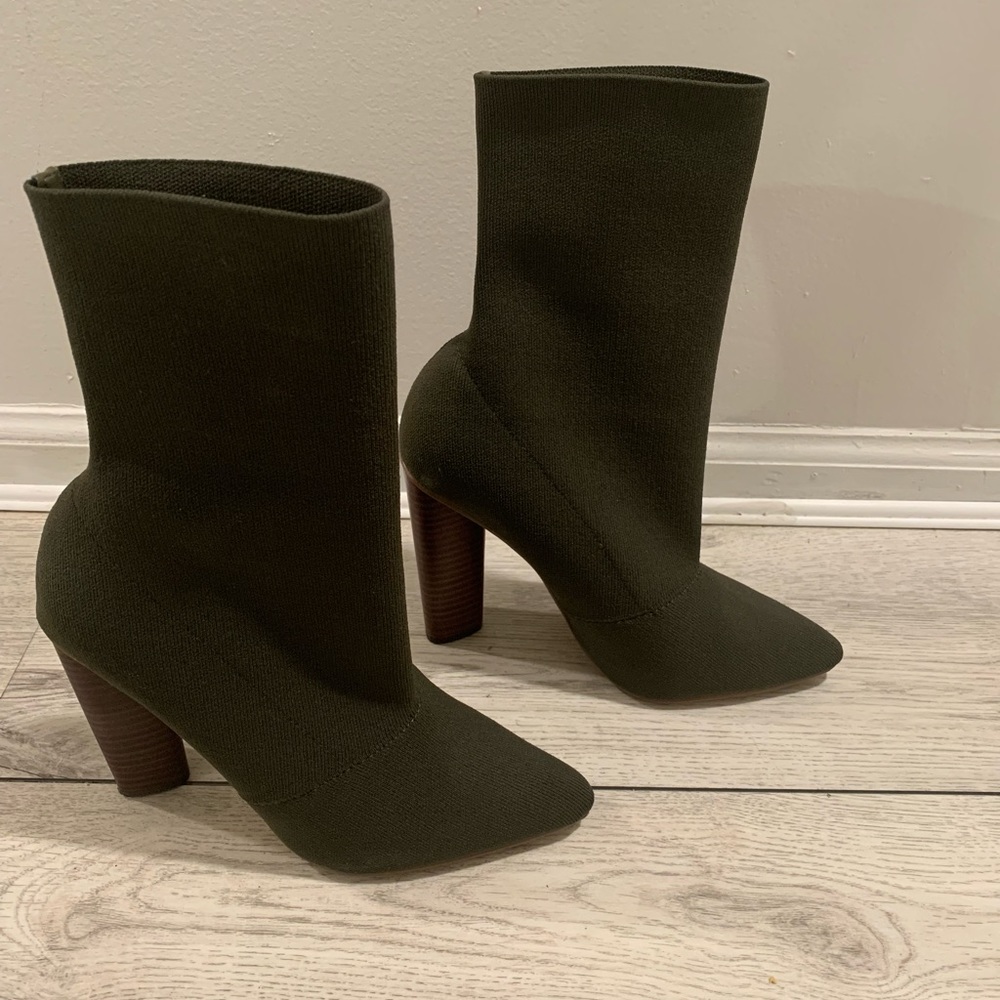 Steve Madden sock boot with wood block heel